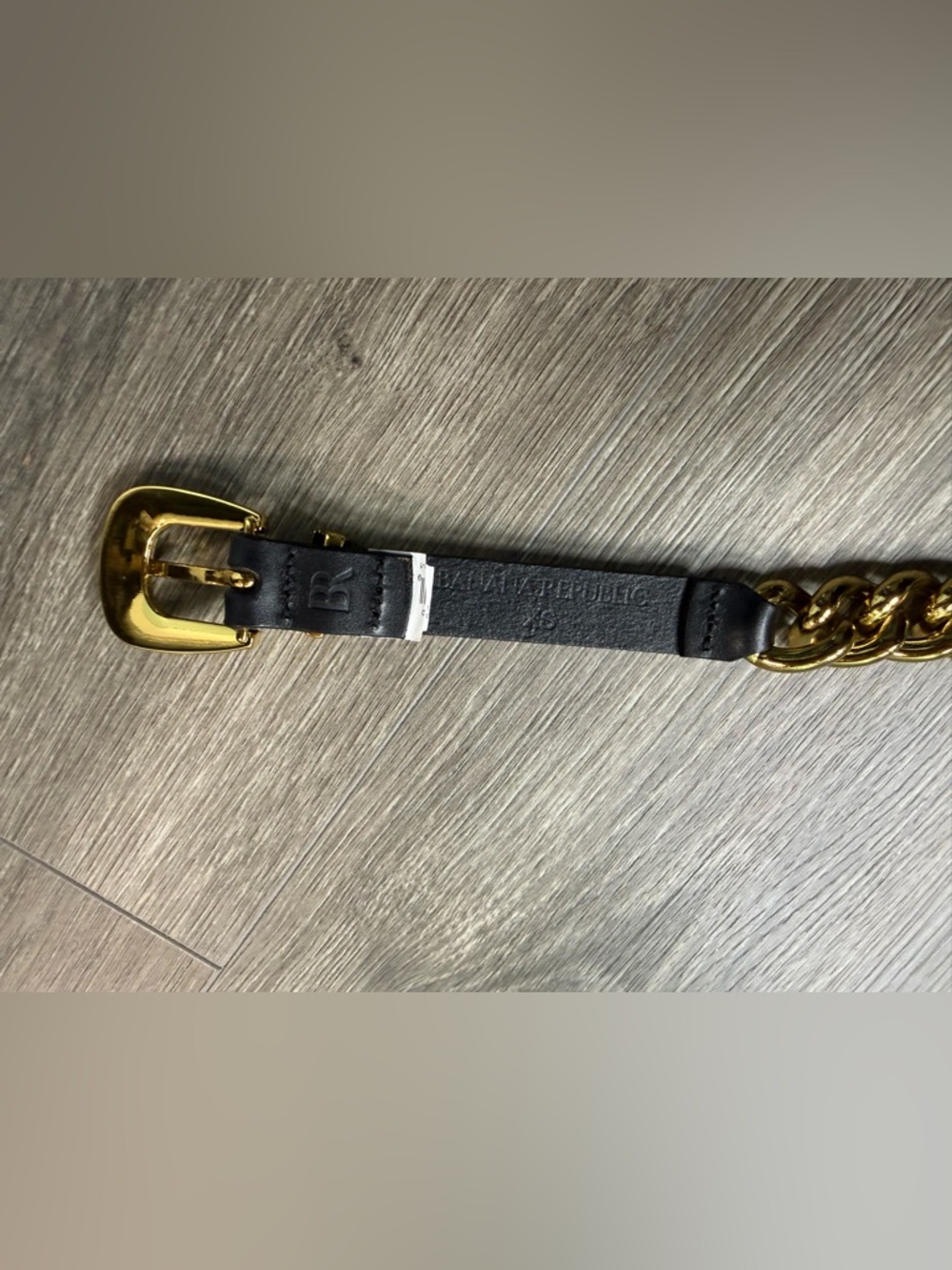 Banana Republic Gold Chain And Black Leather Belt XS Y2K Statement Belt - Picture 7 of 10